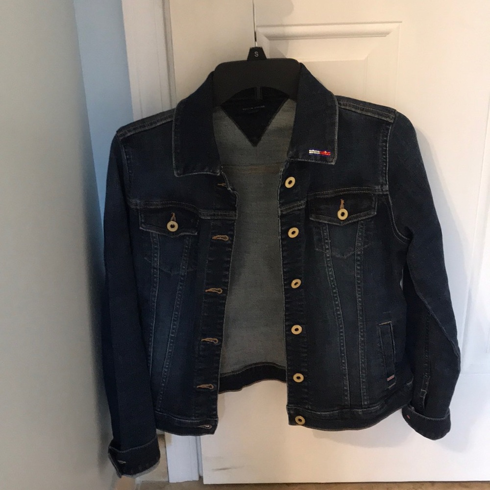 Tommy Hilfiger Dark Wash Bedazzled Denim Jacket